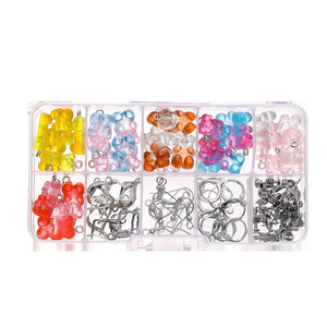 Crochets d'oreilles d'ours en résine, 10 compartiments, accessoires de bijoux DIY, ensemble coloré pour la création, printemps 2024, origine Jinhua - Product Image 5