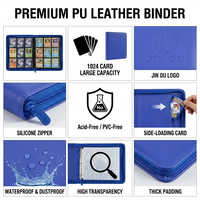 Porte-cartes en cuir PU lisse à 16 pochettes, capacité de 1024 cartes, album de cartes à collectionner imperméable à chargement latéral pour cartes de sport et TCG