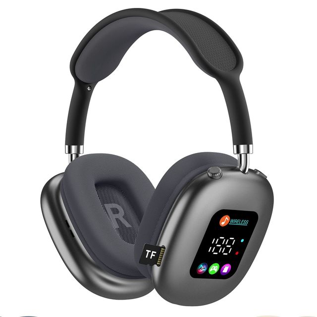 Large-Screen LED Wireless Headphones with RGB Display and Built-in Card Reader