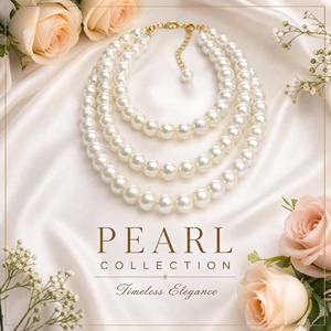 Collar de Perlas Redondas Lisas Clásicas, Joyería con Longitud Personalizada para Uso Diario, Citas, Bodas, Banquetes, OEM, ODM - Product Image 1