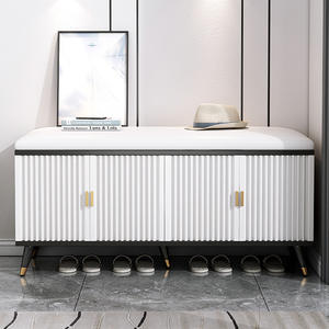 יוקרתי יוקרתי אור חלל ספסל נעליים מודרני-חוסך עץ הבית דלת ישיבה נעל שינוי צואה entryway ספסל ארוך - Product Image 2