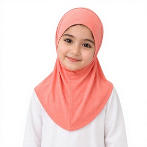 Turban instantané pour petites filles de 2 à 7 ans, prêt à porter, en <span class=keywords><strong>voile</strong></span> extensible uni, style malaisien, vente chaude - Product Image 3