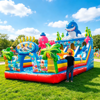 Château gonflable avec toboggan et trampoline pour enfants, PVC, intérieur/extérieur, vente en gros