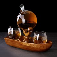 Ensemble de carafe en verre Globe avec 2 verres, vente en gros d'usine, carafe à whisky pour bar, emballage et logo personnalisés