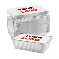 1Lb No.2 Boîte à lunch jetable en aluminium avec couvercle en plastique PET 15x12x5cm Emballage alimentaire de qualité alimentaire
