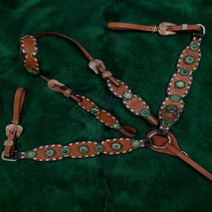 Ensemble de harnais western haut de gamme en cuir durable avec collier de poitrail et têtière pour l'équitation - Product Image 6
