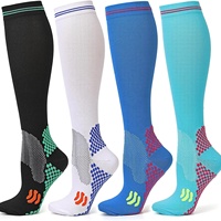 Chaussettes de sport montantes pour hommes et femmes, bas de compression unisexe en nylon pour l'allaitement et la course à pied