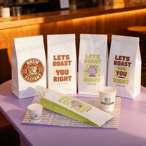 Bolsa <span class=keywords><strong>de</strong></span> Papel Kraft Marrón Desechable, Reciclable, Laminada y Resistente a la Grasa, Personalizada, con Base Cuadrada para Llevar Pan <span class=keywords><strong>de</strong></span> Tiendas <span class=keywords><strong>de</strong></span> Café - Product Image 5