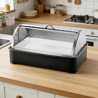 Présentoir à desserts en acier inoxydable noir avec couvercle pour mariages, fêtes, hôtels et restaurants