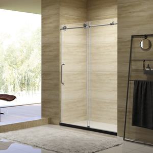 Système de porte coulissante en verre à double roues de style moderne pour salle de bains <span class=keywords><strong>Douche</strong></span> en verre sans cadre concise pour meubles d'hôtels - Product Image 2