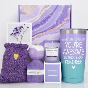 Coffret cadeau mariage luxe violet Get Well Soon avec ruban bombe de bain gobelet à savon carte de fleurs coffrets cadeaux saint valentin pour femmes - Product Image 2
