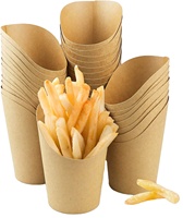 Gobelet à frites en papier kraft jetable, résistant à l'huile, pour frites, cornets à collation à emporter, avec logo personnalisé pour restaurant de restauration rapide