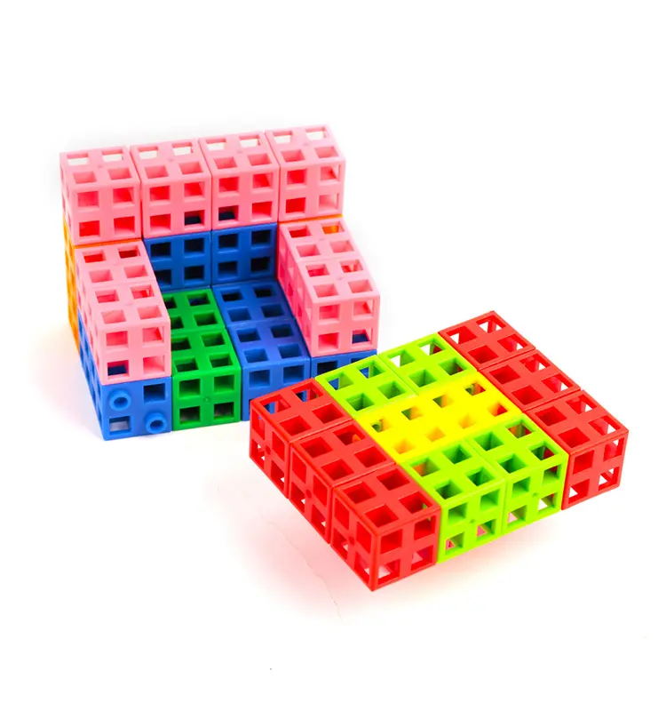 Free 100PCS Plastic Square Linking Cubes Set Educational Building Blocks For Kids Toy