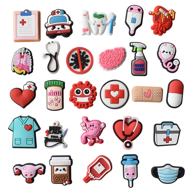 PVC croc shoes charms Accessories jibz doctor medical ambulance nurse uniform Band-Aid for croc clogs shoe Decorations