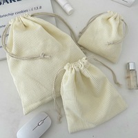 WAALUU mignon velours côtelé petit porte-monnaie sac à cordon femme bijoux rouge à lèvres cosmétique fourre-tout corde sacs pochette de rangement sac à cordes