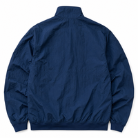 Blousons unisexes à fermeture éclair, coupe-vent bleu marine légers, style streetwear, personnalisables OEM ODM en gros, certifiés REACH CPC OEKO