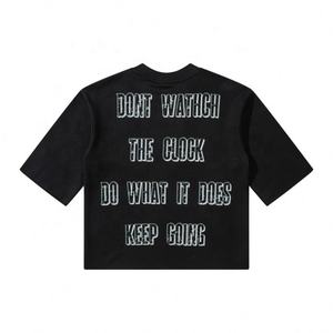 เสื้อยืดโอเวอร์ไซส์ผ้าคอตตอนผ้าคอตตอนพิมพ์ลายเทอร์รี่เสื้อครอปแบบเปิดไหล่มีลายพิมพ์ดิจิตอลสำหรับ100% - Product Image 5