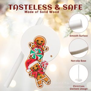 Christmas Gingerbread Man <b>Paper</b> Holder Wooden Countertop <b>Kitchen</b> Decor Festive Tissue Roll Stand - Product Image 4