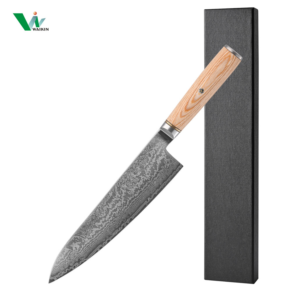 Couteau de chef 8" avec manche en bois de pakkawood jaune