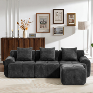 Luxury Compressed Memory Foam <b>Sofa</b> Set Meroow MS1 Chenille Fabric Couches for Apartment Hotel Villa Vacuum Packed UK Stock - Product Image 2