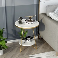 Meuble TV au design blanc élégant et table basse Table centrale en marbre brillant Table basse ronde pour usage domestique