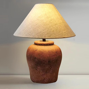 Lámpara <span class=keywords><strong>de</strong></span> Mesa Rústica <span class=keywords><strong>de</strong></span> Cerámica con Pantalla <span class=keywords><strong>de</strong></span> Lino para Dormitorio, Sala <span class=keywords><strong>de</strong></span> Estar, Decoración <span class=keywords><strong>de</strong></span> Mesita <span class=keywords><strong>de</strong></span> Noche, Lámpara <span class=keywords><strong>de</strong></span> Cerámica Hecha a Mano con Pantalla <span class=keywords><strong>de</strong></span> Tela en Forma <span class=keywords><strong>de</strong></span> Cono - Product Image 5