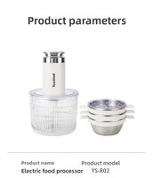 Mini Hachoir Électrique Haute Puissance pour Viande, Ail, Légumes et Volaille, Robot Culinaire Domestique avec 3 Bols Mélangeurs