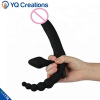 Vibrator Anal Plug Silikon Tanpa Tali Getar, Dildo Ganda Silikon untuk Lesbian, Mainan Seks Murah