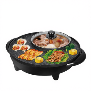 Olla Eléctrica Shabu Shabu 1300W 6L | Antiadherente 2 Cámaras | Hot Pot Compartido | 30 Cm