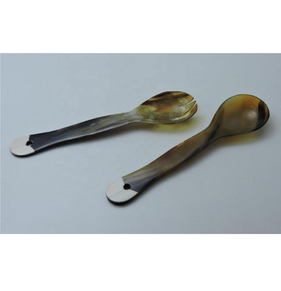 New Design Natural Buffalo Horn Salad Server Spoon Set