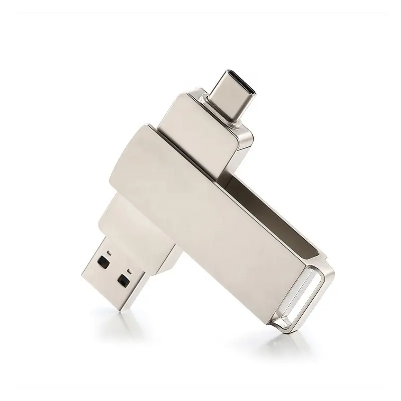 Ponsel OTG logam kualitas terbaik USB 3.0 2.0 stik memori 2-in-1 kustom LOGO laser Flash pen drive disk 16 32GB/64GB/128GB