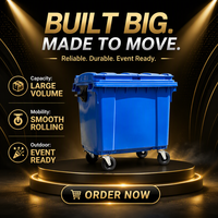 Poubelle extérieure roulante en HDPE de 1100 L, grande capacité, bac à déchets avec couvercle, poubelle mobile pour parking