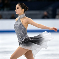 Costume de patinage artistique pour enfants et adultes, robe en maille sans manches à col halter gris argenté dégradé avec strass étincelants pour spectacle sur glace
