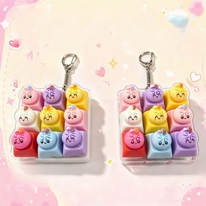 Porte-clés Squishy Halloween en forme de Dumpling Clicker, 9 grilles, visage souriant, à remontée lente, jouet sensoriel anti-stress, pendentif de sac à dos - Product Image 1