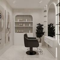 Mobilier haut de gamme pour salon de coiffure : Postes de coiffage personnalisés, chaises, miroirs, unités de lavage, vitrines, design d'intérieur