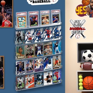 Estante de exhibición de tarjetas deportivas montado en la pared, 4 Uds., estantes acrílicos para 16 tarjetas comerciales graduadas de 20 mangas, clasificación PSA SGC BGS de pie - Product Image 6