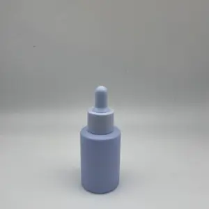 Lavender Frosted Oil bottle With Rubber Glass Dropper And Plastic Screw Cap With Rubber Seal At The Mouth