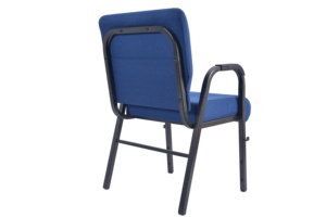 Sillas de Iglesia Modernas con Marco de Madera, Diseño Nuevo, Precio Económico al por Mayor, Acolchadas, Resistentes, Cómodas, Tela Azul Marino, Patas de Metal - Product Image 6