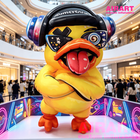 Mascotte de DJ Canard Gonflable de 3m de Haut pour Festival de Musique, Ballon Gonflable Canard Jaune Hip Hop pour Fête de Carnaval