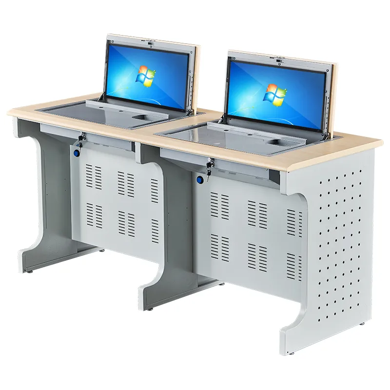 classroom school flip up computer desk monitor safety box multifunction turn over