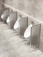 Panneau de cloisonnement d'urinoir personnalisable pour toilettes publiques, zone de services, immeuble de bureaux, toilettes pour hommes, en acier inoxydable et verre