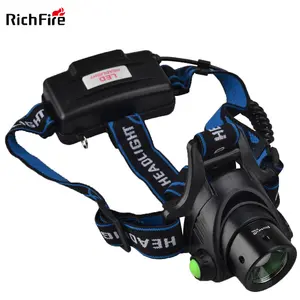 RichFire Không Thấm Nước Zoomable T6 LED Đèn Pha 1000Lumens Đèn Pha Đèn Pin Head Torch