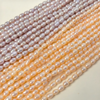 Perles d'eau douce en forme de riz de 3-4 mm, lueur intense, surface propre et impeccable, couleurs multiples rose, orange, violet, origine Zhuji