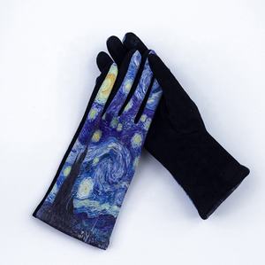 Mujeres <span class=keywords><strong>Van</strong></span> <span class=keywords><strong>Gogh</strong></span> Almendro flor noche estrellada pintura al óleo guantes de impresión sublimada con pantalla táctil - Product Image 3
