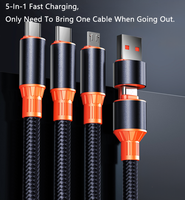 Kabel USB 5 in 1 Produk Baru 6A Kabel Data Pengisian Cepat 100W USB C ke Tipe C Berbahan Nilon Kepang Pengisi Daya Daya Tinggi untuk iPhone Laptop