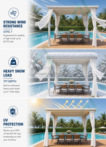 Pergola en aluminium ANCSEM économique, résistante aux intempéries, avec toit plat, gouttière optionnelle, mur rideau, murale ou autoportante, pour patio et <span class=keywords><strong>jardin</strong></span> - Product Image 5