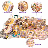Structure de jeu intérieure commerciale pour enfants, personnalisée, écologique, durable, à thème sucré, avec toboggan en spirale et structure d'escalade