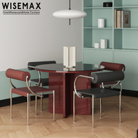 WISEMAX – meubles de salle à manger minimaliste, coussin en éponge, fauteuil en acier inoxydable blanc, chaise de salle à manger en métal