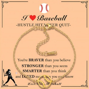 กำไลข้อมือสแตนเลสสตีล 316L ชุบทอง 14K 18K คุณภาพสูง ไม่ลอก ไม่ดำ สำหรับผู้หญิง ลายวอลเลย์บอล บาสเกตบอล ฟุตบอล เบสบอล - Product Image 3