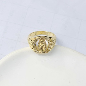 JML 14 Ayar Altın Kaplama Pirinç Dini Katolik Meryem Ana Zirkon Yüzük Yüksek Kaliteli Erkek ve Kadın Kristal Yüzük - Product Image 3